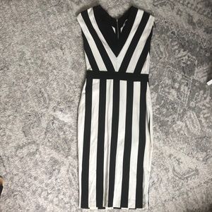 Black and white strip dress.